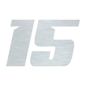 Polep vozidla Startovní číslo 15 typ 6 (61 - škrábaný hliník) SAMOLEPKA NA AUTO, NÁLEPKA, FÓLIE, POLEP, TUNING, VLASTNÍ TEXT, TISK, AUTOSAMOLEPKY.cz, POLEPY, OBRÁZEK, LOGO, 3D STICKERS