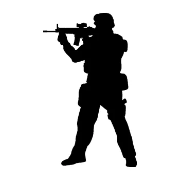 Samolepící dekorace SAMOLEPKA Voják 006 levá (01 - černá) NA AUTO, NÁLEPKA, FÓLIE, POLEP, TUNING, VLASTNÍ TEXT, TISK, AUTOSAMOLEPKY.cz, POLEPY, OBRÁZEK, LOGO, SAMOLEPKY