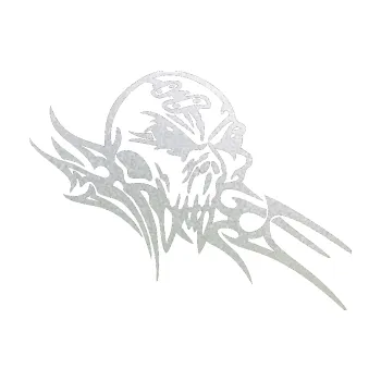 Autodoplněk Samolepka na auto Tribal skull pravá lebka (60 - pískované sklo) NÁLEPKA, FÓLIE, POLEPY, TUNING, VLASTNÍ TEXT, TISK, AUTOSAMOLEPKY.cz, SAMOLEPKY, OBRÁZEK, LOGO, VÝROBA, PRODEJ