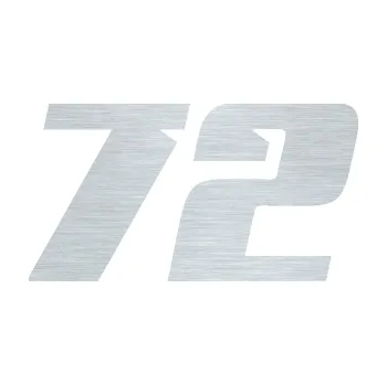 Polep vozidla Startovní číslo 72 typ 6 (61 - škrábaný hliník) SAMOLEPKA NA AUTO, NÁLEPKA, FÓLIE, POLEP, TUNING, VLASTNÍ TEXT, TISK, AUTOSAMOLEPKY.cz, POLEPY, OBRÁZEK, LOGO, 3D STICKERS