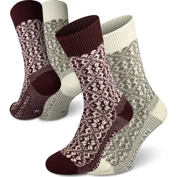 Pánské ponožky Northman Bolge Merino 2-pack Velikost: 45-47 Vínové Vánoční Společenské Merino Ponožky (sada)