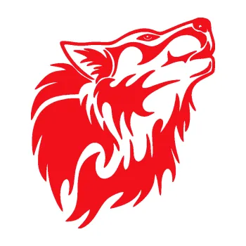 Polep vozidla SAMOLEPKA Vlk 028 pravá (10 - červená) NA AUTO, NÁLEPKA, FÓLIE, POLEP, TUNING, VLASTNÍ TEXT, TISK, AUTOSAMOLEPKY.cz, POLEPY, OBRÁZEK, LOGO, SAMOLEPKY