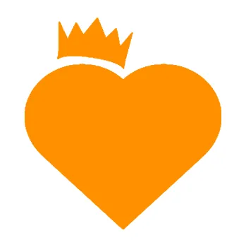 Samolepící dekorace SAMOLEPKA Srdíčko 010 levá s korunkou (06 - oranžová) NA AUTO, NÁLEPKA, FÓLIE, POLEP, TUNING, VLASTNÍ TEXT, TISK, AUTOSAMOLEPKY.cz, POLEPY, OBRÁZEK, LOGO, SAMOLEPKY