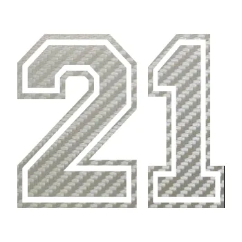 Polep vozidla Startovní číslo 21 typ 4 (52 - 3D karbon stříbrný) SAMOLEPKA NA AUTO, NÁLEPKA, FÓLIE, POLEP, TUNING, VLASTNÍ TEXT, TISK, AUTOSAMOLEPKY.cz, POLEPY, OBRÁZEK, LOGO, 3D STICKERS