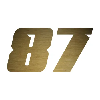 Polep vozidla Startovní číslo 87 typ 6 (64 - škrábaný kov zlatý) SAMOLEPKA NA AUTO, NÁLEPKA, FÓLIE, POLEP, TUNING, VLASTNÍ TEXT, TISK, AUTOSAMOLEPKY.cz, POLEPY, OBRÁZEK, LOGO, 3D STICKERS