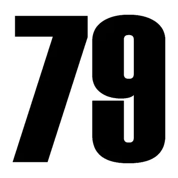 Samolepicí dekorace na vozidlo Startovní číslo 79 typ 2 (01 - černá) SAMOLEPKA NA AUTO, NÁLEPKA, FÓLIE, POLEP, TUNING, VLASTNÍ TEXT, TISK, AUTOSAMOLEPKY.cz, POLEPY, OBRÁZEK, LOGO, 3D STICKERS