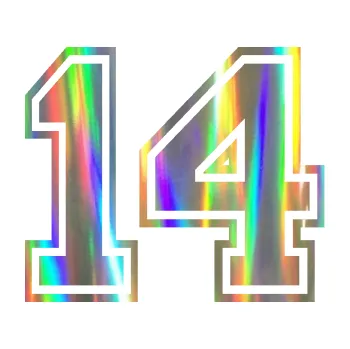 Polep vozidla Startovní číslo 14 typ 4 (93 - Holografická) SAMOLEPKA NA AUTO, NÁLEPKA, FÓLIE, POLEP, TUNING, VLASTNÍ TEXT, TISK, AUTOSAMOLEPKY.cz, POLEPY, OBRÁZEK, LOGO, 3D STICKERS