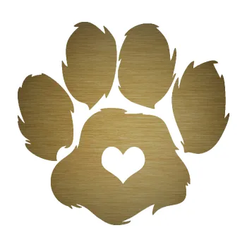 samolepka Tlapka 006 levá (64 - škrábaný kov zlatý) SAMOLEPKA NA AUTO, NÁLEPKA, FÓLIE, POLEP, TUNING, VLASTNÍ TEXT, TISK, AUTOSAMOLEPKY.cz, POLEPY, OBRÁZEK, LOGO, 3D STICKERS