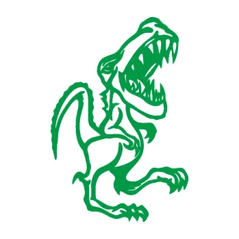 Samolepící dekorace Tyrannosaurus rex 002 pravá (12 - zelená) SAMOLEPKA NA AUTO, NÁLEPKA, FÓLIE, POLEP, TUNING, VLASTNÍ TEXT, TISK, AUTOSAMOLEPKY.cz, POLEPY, OBRÁZEK, LOGO, 3D STICKERS