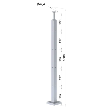 Obklad KOVIAN, s.r.o. Nerezový stĺp,vrchné kotvenie, 4 radový rohový M6,vrch pevný