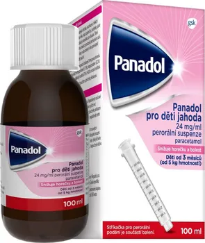 Lék na bolest, zánět a horečku Panadol pro děti jahoda 24 mg 100 ml