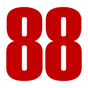 Samolepicí dekorace na vozidlo Startovní číslo 88 typ 2 (18 - tmavě červená) SAMOLEPKA NA AUTO, NÁLEPKA, FÓLIE, POLEP, TUNING, VLASTNÍ TEXT, TISK, AUTOSAMOLEPKY.cz, POLEPY, OBRÁZEK, LOGO, 3D STICKERS