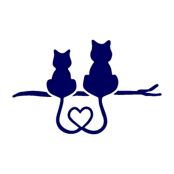 Samolepící dekorace SAMOLEPKA Zamilované kočky spojené ocásky pravá (23 - tmavě modrá) NA AUTO, NÁLEPKA, FÓLIE, POLEP, TUNING, VLASTNÍ TEXT, TISK, AUTOSAMOLEPKY.cz, POLEPY, OBRÁZEK, LOGO, SAMOLEPKY