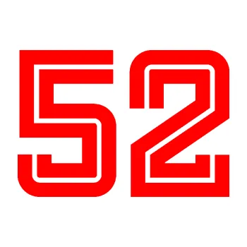 Polep vozidla Startovní číslo 52 typ 7 (74 - Fluorescentní červená) SAMOLEPKA NA AUTO, NÁLEPKA, FÓLIE, POLEP, TUNING, VLASTNÍ TEXT, TISK, AUTOSAMOLEPKY.cz, POLEPY, OBRÁZEK, LOGO, 3D STICKERS