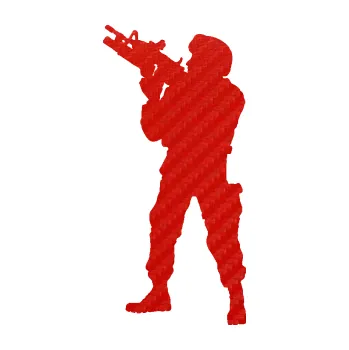 Samolepící dekorace Voják 004 levá (53 - 3D karbon červený) SAMOLEPKA NA AUTO, NÁLEPKA, FÓLIE, POLEP, TUNING, VLASTNÍ TEXT, TISK, AUTOSAMOLEPKY.cz, POLEPY, OBRÁZEK, LOGO, 3D STICKERS