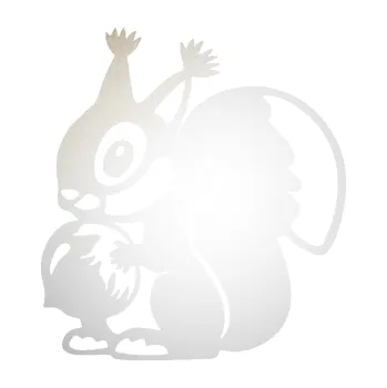 Samolepící dekorace SAMOLEPKA Veverka 003 levá s oříškem (82 - odrazková reflexní bílá) NA AUTO, NÁLEPKA, FÓLIE, POLEP, TUNING, VLASTNÍ TEXT, TISK, AUTOSAMOLEPKY.cz, POLEPY, OBRÁZEK, LOGO, SAMOLEPKY