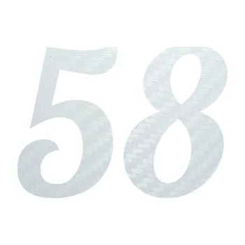 Polep vozidla Startovní číslo 58 typ 3 (51 - 3D karbon bílý) SAMOLEPKA NA AUTO, NÁLEPKA, FÓLIE, POLEP, TUNING, VLASTNÍ TEXT, TISK, AUTOSAMOLEPKY.cz, POLEPY, OBRÁZEK, LOGO, 3D STICKERS