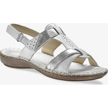 Dámské sandále Dvoubarevné kožené sandály bílá/stříbřitá 38