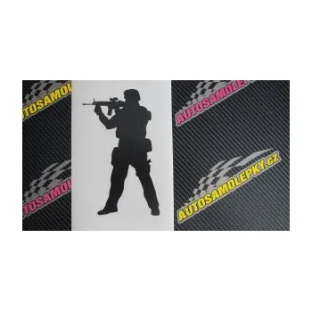 Samolepící dekorace Voják 006 levá (17 - šedá) SAMOLEPKA NA AUTO, NÁLEPKA, FÓLIE, POLEP, TUNING, VLASTNÍ TEXT, TISK, AUTOSAMOLEPKY.cz, POLEPY, OBRÁZEK, LOGO, 3D STICKERS