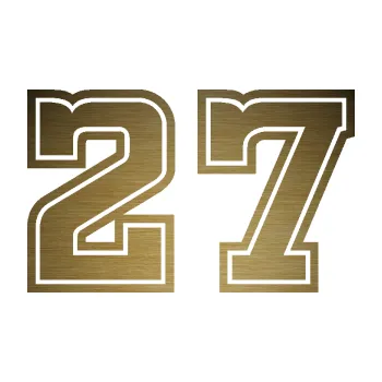 Polep vozidla Startovní číslo 27 typ 5 (64 - škrábaný kov zlatý) SAMOLEPKA NA AUTO, NÁLEPKA, FÓLIE, POLEP, TUNING, VLASTNÍ TEXT, TISK, AUTOSAMOLEPKY.cz, POLEPY, OBRÁZEK, LOGO, 3D STICKERS