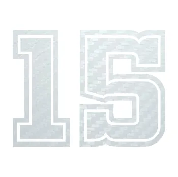 Polep vozidla SAMOLEPKA Startovní číslo 15 typ 5 (51 - 3D karbon bílý) NA AUTO, NÁLEPKA, FÓLIE, POLEP, TUNING, VLASTNÍ TEXT, TISK, AUTOSAMOLEPKY.cz, POLEPY, OBRÁZEK, LOGO, SAMOLEPKY