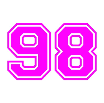 Polep vozidla Startovní číslo 98 typ 4 (72 - Fluorescentní růžová) SAMOLEPKA NA AUTO, NÁLEPKA, FÓLIE, POLEP, TUNING, VLASTNÍ TEXT, TISK, AUTOSAMOLEPKY.cz, POLEPY, OBRÁZEK, LOGO, 3D STICKERS
