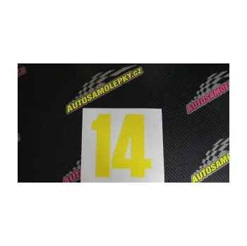Samolepicí dekorace na vozidlo Startovní číslo 14 typ 2 (17 - šedá) SAMOLEPKA NA AUTO, NÁLEPKA, FÓLIE, POLEP, TUNING, VLASTNÍ TEXT, TISK, AUTOSAMOLEPKY.cz, POLEPY, OBRÁZEK, LOGO, 3D STICKERS