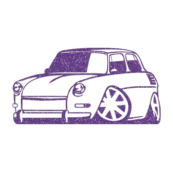 Polep vozidla SAMOLEPKA Škoda 1000 karikatura levá (87 - Ultra Metalic fialová) NA AUTO, NÁLEPKA, FÓLIE, POLEP, TUNING, VLASTNÍ TEXT, TISK, AUTOSAMOLEPKY.cz, POLEPY, OBRÁZEK, LOGO, SAMOLEPKY