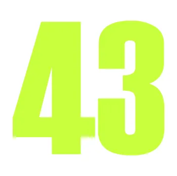 Samolepicí dekorace na vozidlo Startovní číslo 43 typ 2 (27 - limetová) SAMOLEPKA NA AUTO, NÁLEPKA, FÓLIE, POLEP, TUNING, VLASTNÍ TEXT, TISK, AUTOSAMOLEPKY.cz, POLEPY, OBRÁZEK, LOGO, 3D STICKERS