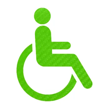 samolepka Vozíčkář 002 invalida - pravá (58 - 3D karbon zelený kawasaki) SAMOLEPKA NA AUTO, NÁLEPKA, FÓLIE, POLEP, TUNING, VLASTNÍ TEXT, TISK, AUTOSAMOLEPKY.cz, POLEPY, OBRÁZEK, LOGO, 3D STICKERS