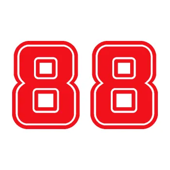 Polep vozidla SAMOLEPKA Startovní číslo 88 typ 5 (10 - červená) NA AUTO, NÁLEPKA, FÓLIE, POLEP, TUNING, VLASTNÍ TEXT, TISK, AUTOSAMOLEPKY.cz, POLEPY, OBRÁZEK, LOGO, SAMOLEPKY