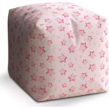 Taburet Taburet Kostka Růžové hvězdy: 40x40x40 cm - Sablio