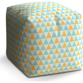 Taburet Taburet Kostka Dvoubarevné trojúhelníky: 40x40x40 cm - Sablio