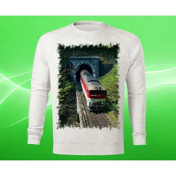 Pánská mikina mikina s lokomotivou 757 010-4 dámská L (mikina s vlakem světle šedý melír)