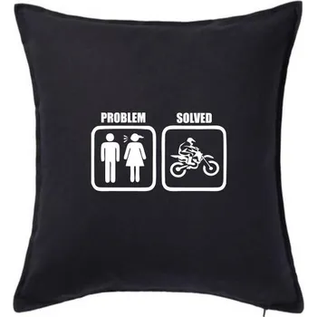 Polštář Problém cross motorka - Polštář 50x50 - 50x50 - Pouze potah ( Černá )