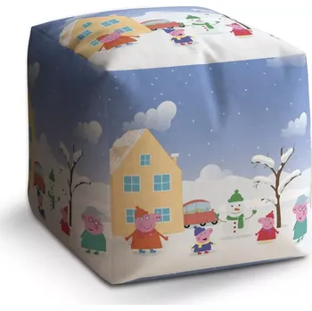 Taburet Taburet Kostka Prasátko Pepina Zima: 40x40x40 cm - Sablio