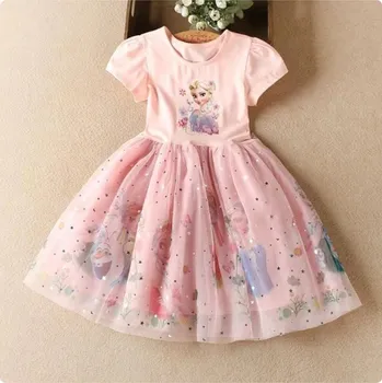 Dívčí tričko Frozen (Ledové království) Dětské šaty s potiskem na motivy oblíbené pohádky " Ledové království" Barva: Růžová, Velikost: 9T/150