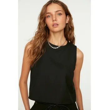 Cizojazyčná kniha Trendyol Black Sleeveless Crop Woven Linen Look Blouse Trendyol černá 1787206