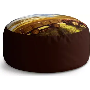 Sedací pytel Kulatý taburet Circle Traktor s vlečkou: 38x48 cm - Sablio