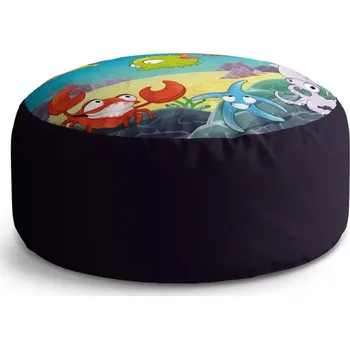 Sedací pytel Kulatý taburet Circle Podmořský svět 2: 38x48 cm - Sablio