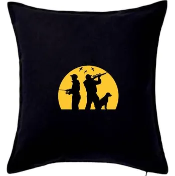 Polštář Lovec při západu slunce - Polštář 50x50 - 50x50 - Pouze potah ( Černá )