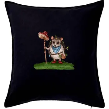 Polštář Ježek a houba - Polštář 50x50 - 50x50 - Pouze potah ( Černá )