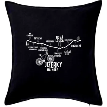 Polštář Jizerky na kole - horské kolo - Polštář 50x50 - 50x50 - Pouze potah ( Černá )