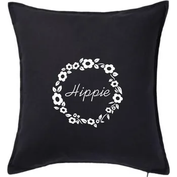 Polštář Hippie - Polštář 50x50 - 50x50 - Pouze potah ( Černá )