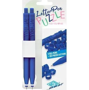 Gelové pero "Letter Pen Puzzle", modrá, puzzle, stiskací mechanismus, 2 ks WEDO 2533003