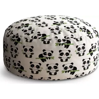 Sedací pytel Kulatý taburet Circle Pandy s větvičkou: 38x48 cm - Sablio