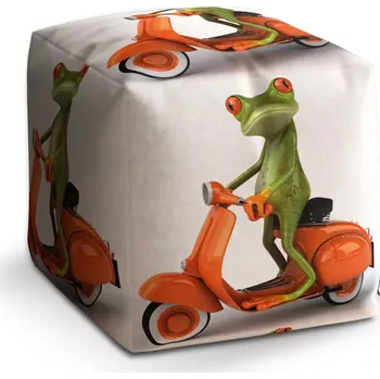 Taburet Taburet Kostka Žába na motorce: 40x40x40 cm - Sablio