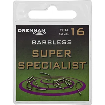 Rybářský háček Drennan háčky bez protihrotu Super Specialist Barbless vel.18