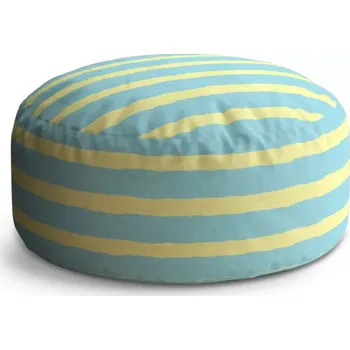 Sedací pytel Kulatý taburet Circle Modrožluté pruhy: 38x48 cm - Sablio
