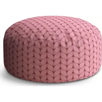 Sedací pytel Kulatý taburet Circle Růžové pletení z vlny: 38x48 cm - Sablio